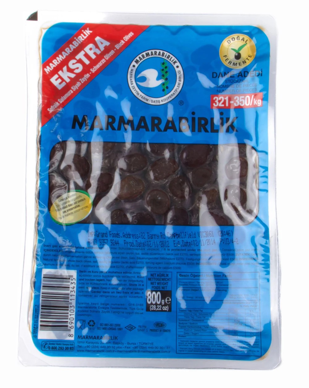 Marmarabirlik Blk Olives 800g