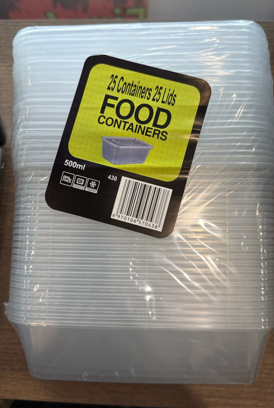 Food Containers 25 Containers 25 Lids 500ml