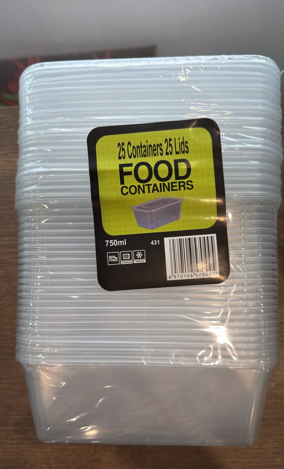 Food Containers 25 Containers & 25 Lids 750ml